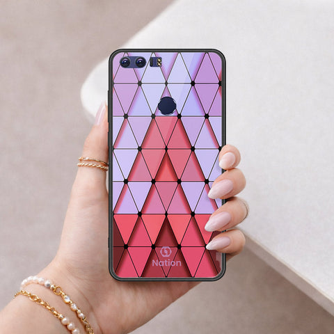 Huawei Honor 8 Cover - ONation Pyramid Series - HQ Ultra Shine Premium Infinity Glass Soft Silicon Borders Case