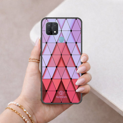 Oppo A15 Cover - ONation Pyramid Series - HQ Ultra Shine Premium Infinity Glass Soft Silicon Borders Case