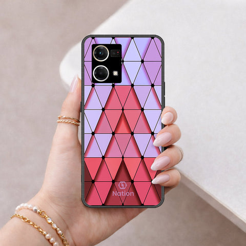 Oppo Reno 8 4G Cover - ONation Pyramid Series - HQ Ultra Shine Premium Infinity Glass Soft Silicon Borders Case