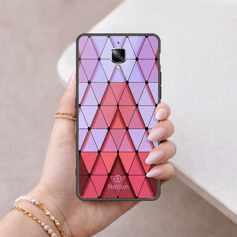 OnePlus 3 Cover - ONation Pyramid Series - HQ Ultra Shine Premium Infinity Glass Soft Silicon Borders Case