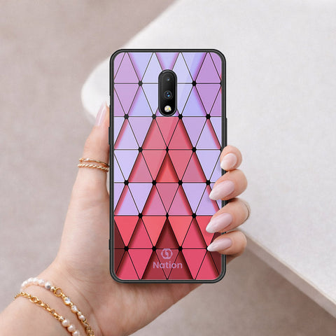 OnePlus 6T Cover - ONation Pyramid Series - HQ Ultra Shine Premium Infinity Glass Soft Silicon Borders Case