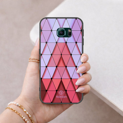 Samsung Galaxy S6 Edge Cover - ONation Pyramid Series - HQ Ultra Shine Premium Infinity Glass Soft Silicon Borders Case