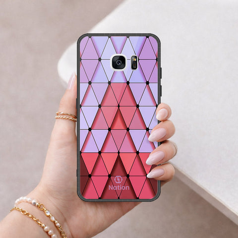 Samsung Galaxy S7 Edge Cover - ONation Pyramid Series - HQ Ultra Shine Premium Infinity Glass Soft Silicon Borders Case