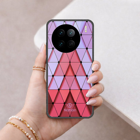 Vivo X90 Pro Cover - ONation Pyramid Series - HQ Ultra Shine Premium Infinity Glass Soft Silicon Borders Case