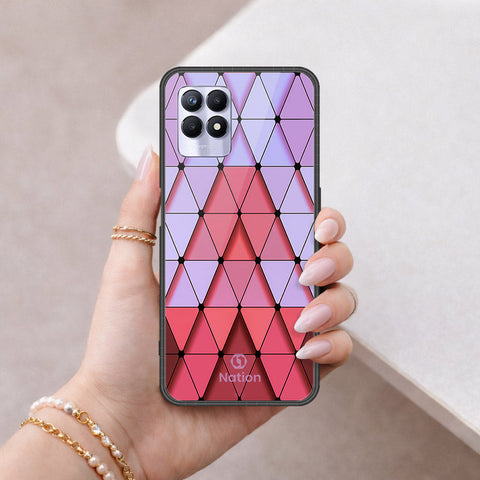 Realme 8i Cover - ONation Pyramid Series - HQ Ultra Shine Premium Infinity Glass Soft Silicon Borders Case