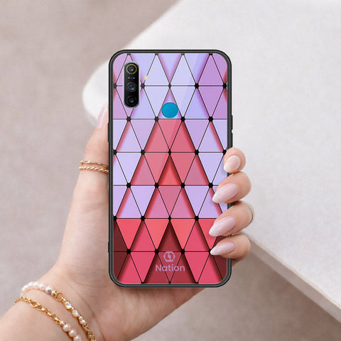 Realme C3 Cover - ONation Pyramid Series - HQ Ultra Shine Premium Infinity Glass Soft Silicon Borders Case
