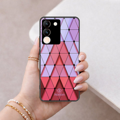 Vivo V29e Cover - ONation Pyramid Series - HQ Ultra Shine Premium Infinity Glass Soft Silicon Borders Case