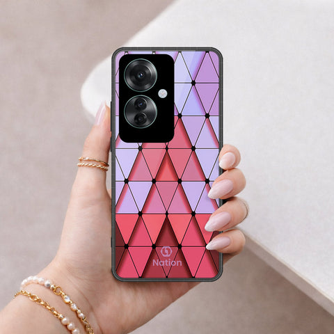 Oppo Reno 11F 5G Cover - ONation Pyramid Series - HQ Ultra Shine Premium Infinity Glass Soft Silicon Borders Case
