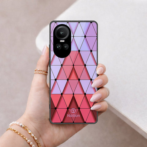Oppo Reno 10 Pro Cover - ONation Pyramid Series - HQ Ultra Shine Premium Infinity Glass Soft Silicon Borders Case