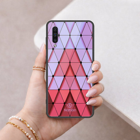 Samsung Galaxy A50s Cover - ONation Pyramid Series - HQ Ultra Shine Premium Infinity Glass Soft Silicon Borders Case