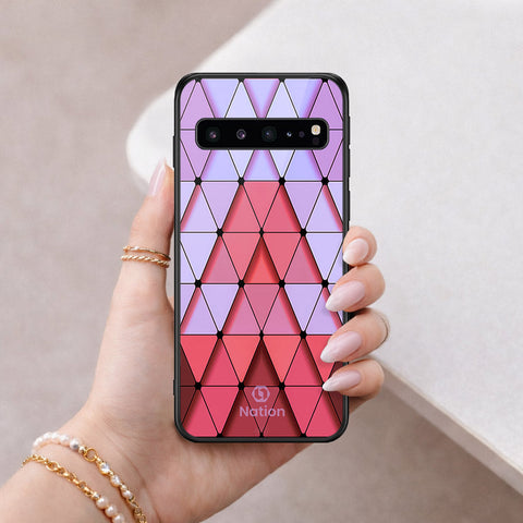 Samsung Galaxy S10 5G Cover - ONation Pyramid Series - HQ Ultra Shine Premium Infinity Glass Soft Silicon Borders Case