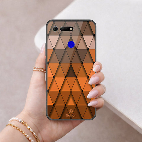 Huawei Honor View 20 Cover - ONation Pyramid Series - HQ Ultra Shine Premium Infinity Glass Soft Silicon Borders Case