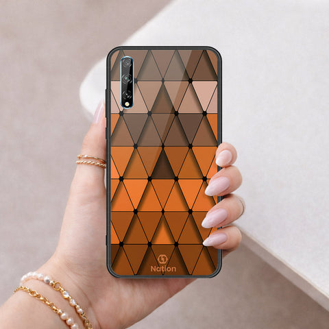 Huawei Y8p Cover - ONation Pyramid Series - HQ Ultra Shine Premium Infinity Glass Soft Silicon Borders Case