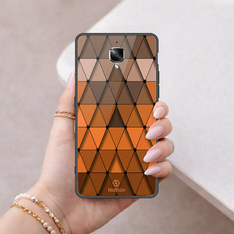 OnePlus 3 Cover - ONation Pyramid Series - HQ Ultra Shine Premium Infinity Glass Soft Silicon Borders Case