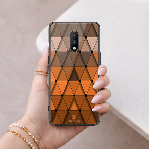 OnePlus 7 Cover - ONation Pyramid Series - HQ Ultra Shine Premium Infinity Glass Soft Silicon Borders Case