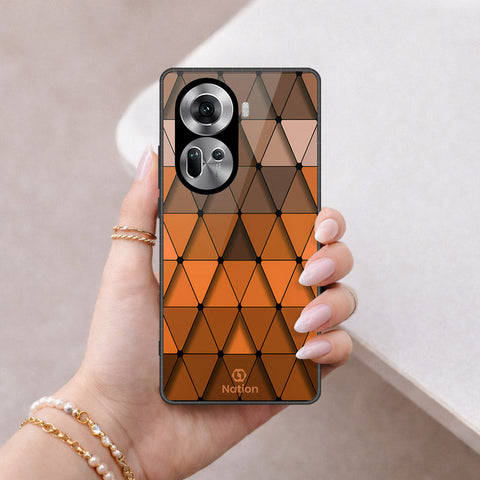 Oppo Reno 11 5G Cover - ONation Pyramid Series - HQ Ultra Shine Premium Infinity Glass Soft Silicon Borders Case