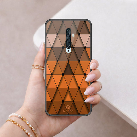 Oppo Reno 2 Cover - ONation Pyramid Series - HQ Ultra Shine Premium Infinity Glass Soft Silicon Borders Case