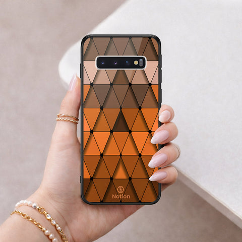 Samsung Galaxy S10 Cover - ONation Pyramid Series - HQ Ultra Shine Premium Infinity Glass Soft Silicon Borders Case