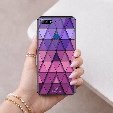 Huawei Y7 2018 Cover - ONation Pyramid Series - HQ Ultra Shine Premium Infinity Glass Soft Silicon Borders Case