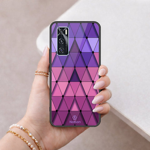 Vivo V20 SE Cover - ONation Pyramid Series - HQ Ultra Shine Premium Infinity Glass Soft Silicon Borders Case