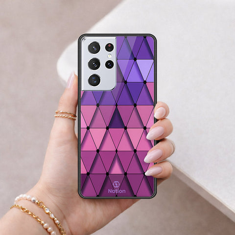 Samsung Galaxy S21 Ultra 5G Cover - ONation Pyramid Series - HQ Ultra Shine Premium Infinity Glass Soft Silicon Borders Case