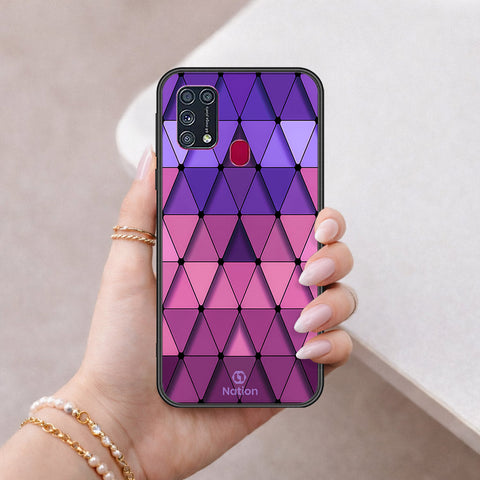 Samsung Galaxy M21s Cover - ONation Pyramid Series - HQ Ultra Shine Premium Infinity Glass Soft Silicon Borders Case