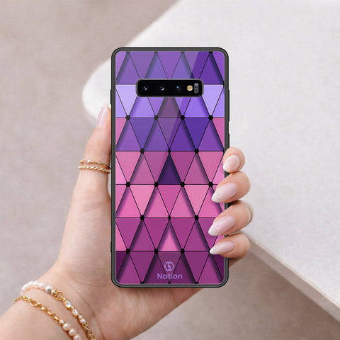 Samsung Galaxy S10 Plus Cover - ONation Pyramid Series - HQ Ultra Shine Premium Infinity Glass Soft Silicon Borders Case