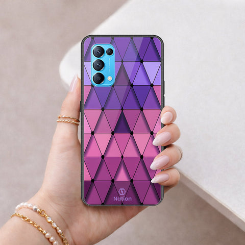 Oppo Find X3 Lite Cover - ONation Pyramid Series - HQ Ultra Shine Premium Infinity Glass Soft Silicon Borders Case