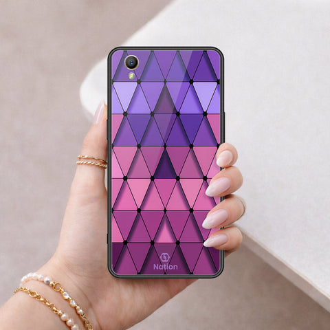 Oppo A37 Cover - ONation Pyramid Series - HQ Ultra Shine Premium Infinity Glass Soft Silicon Borders Case