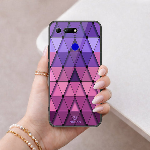 Huawei Honor View 20 Cover - ONation Pyramid Series - HQ Ultra Shine Premium Infinity Glass Soft Silicon Borders Case