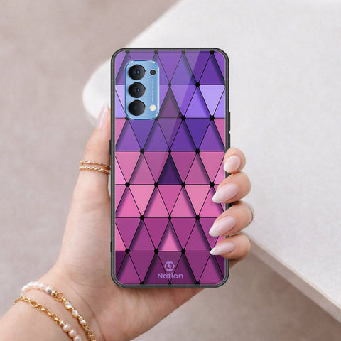Oppo Reno 4 Cover - ONation Pyramid Series - HQ Ultra Shine Premium Infinity Glass Soft Silicon Borders Case