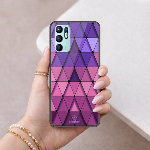 Oppo Reno 6 Cover - ONation Pyramid Series - HQ Ultra Shine Premium Infinity Glass Soft Silicon Borders Case