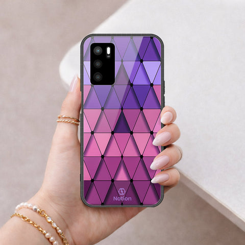 Oppo A16 Cover - ONation Pyramid Series - HQ Ultra Shine Premium Infinity Glass Soft Silicon Borders Case