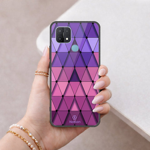 Oppo A15 Cover - ONation Pyramid Series - HQ Ultra Shine Premium Infinity Glass Soft Silicon Borders Case