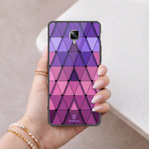 OnePlus 3 Cover - ONation Pyramid Series - HQ Ultra Shine Premium Infinity Glass Soft Silicon Borders Case