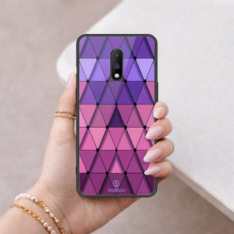 OnePlus 7 Cover - ONation Pyramid Series - HQ Ultra Shine Premium Infinity Glass Soft Silicon Borders Case