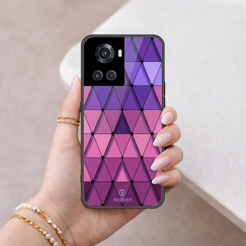 OnePlus 10R Cover - ONation Pyramid Series - HQ Ultra Shine Premium Infinity Glass Soft Silicon Borders Case