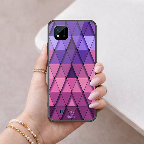 Realme C20 Cover - ONation Pyramid Series - HQ Ultra Shine Premium Infinity Glass Soft Silicon Borders Case