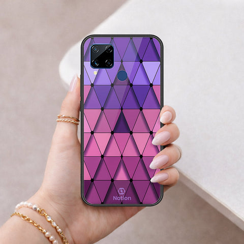 Realme C15 Cover - ONation Pyramid Series - HQ Ultra Shine Premium Infinity Glass Soft Silicon Borders Case