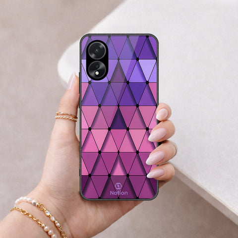 Oppo A18 Cover - ONation Pyramid Series - HQ Ultra Shine Premium Infinity Glass Soft Silicon Borders Case