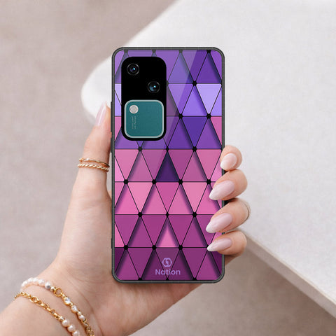 Vivo V30 Cover - ONation Pyramid Series - HQ Ultra Shine Premium Infinity Glass Soft Silicon Borders Case