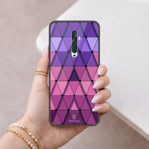 Oppo Reno 2 Cover - ONation Pyramid Series - HQ Ultra Shine Premium Infinity Glass Soft Silicon Borders Case