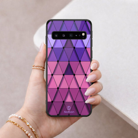 Samsung Galaxy S10 5G Cover - ONation Pyramid Series - HQ Ultra Shine Premium Infinity Glass Soft Silicon Borders Case