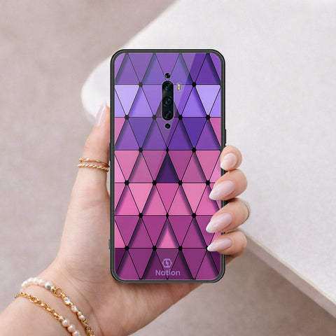 Oppo Reno 2F Cover - ONation Pyramid Series - HQ Ultra Shine Premium Infinity Glass Soft Silicon Borders Case