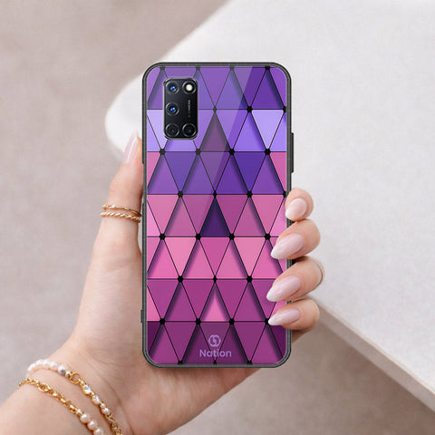 Oppo A72 Cover - ONation Pyramid Series - HQ Ultra Shine Premium Infinity Glass Soft Silicon Borders Case
