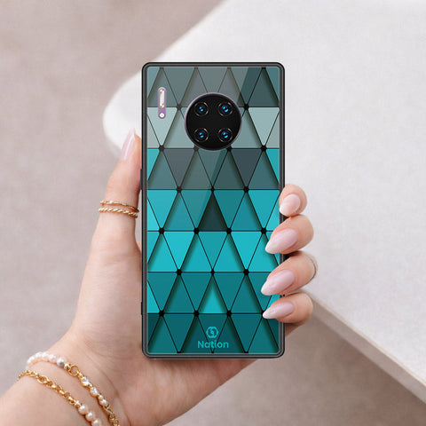 Huawei Mate 30 Pro Cover - ONation Pyramid Series - HQ Ultra Shine Premium Infinity Glass Soft Silicon Borders Case