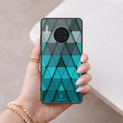 Huawei Mate 30 Cover - ONation Pyramid Series - HQ Ultra Shine Premium Infinity Glass Soft Silicon Borders Case