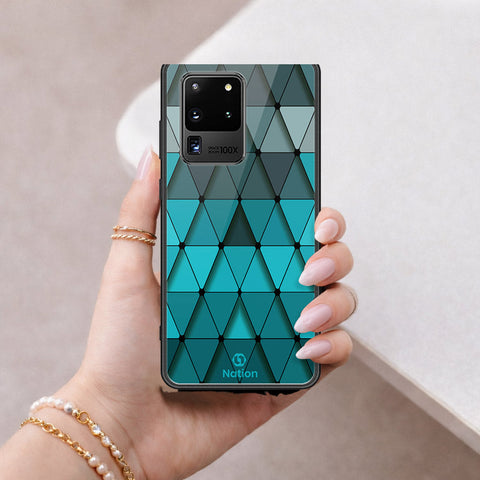 Samsung Galaxy S20 Ultra Cover - ONation Pyramid Series - HQ Ultra Shine Premium Infinity Glass Soft Silicon Borders Case