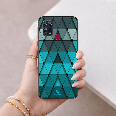Samsung Galaxy M21s Cover - ONation Pyramid Series - HQ Ultra Shine Premium Infinity Glass Soft Silicon Borders Case