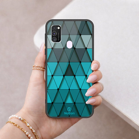 Samsung Galaxy M21 Cover - ONation Pyramid Series - HQ Ultra Shine Premium Infinity Glass Soft Silicon Borders Case